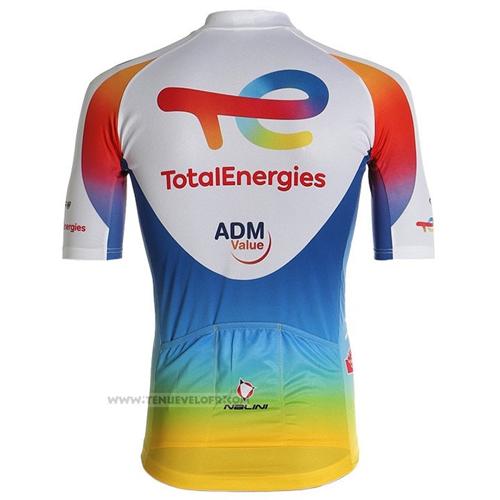 2021 Maillot Cyclisme Direct Energie Blanc Rouge Jaune Bleu Manches Courtes et Cuissard